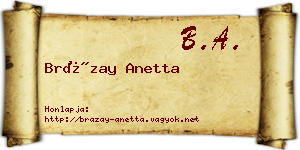Brázay Anetta névjegykártya